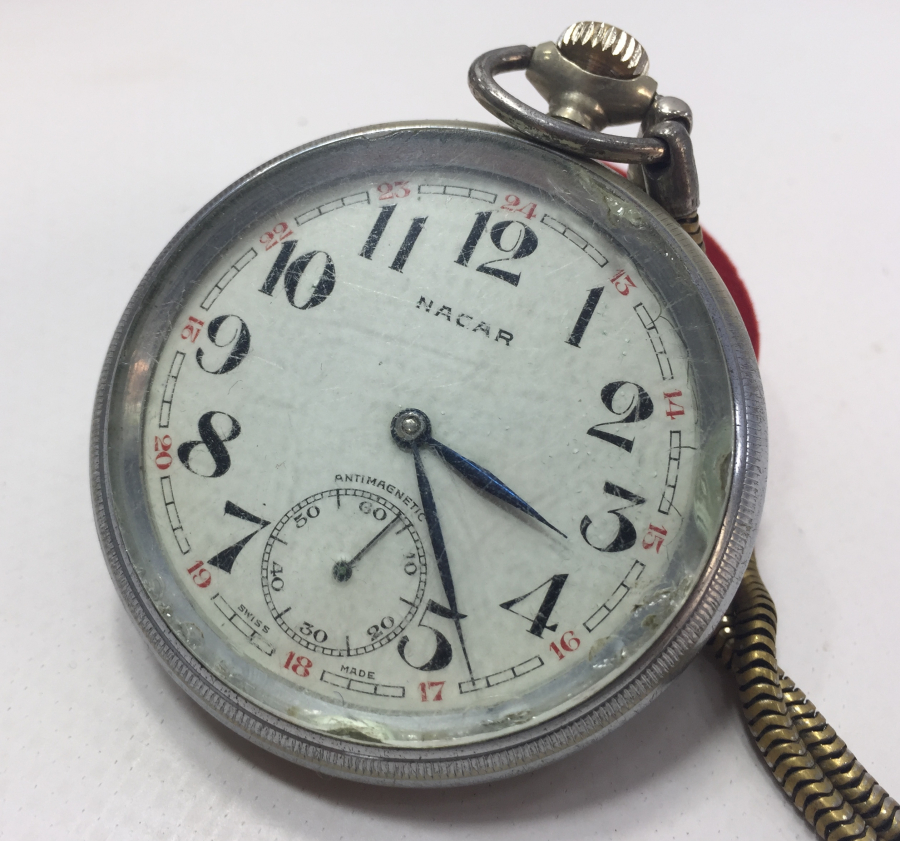 1930's NACAR MARKA TREN YOLLU CEP SAATİ