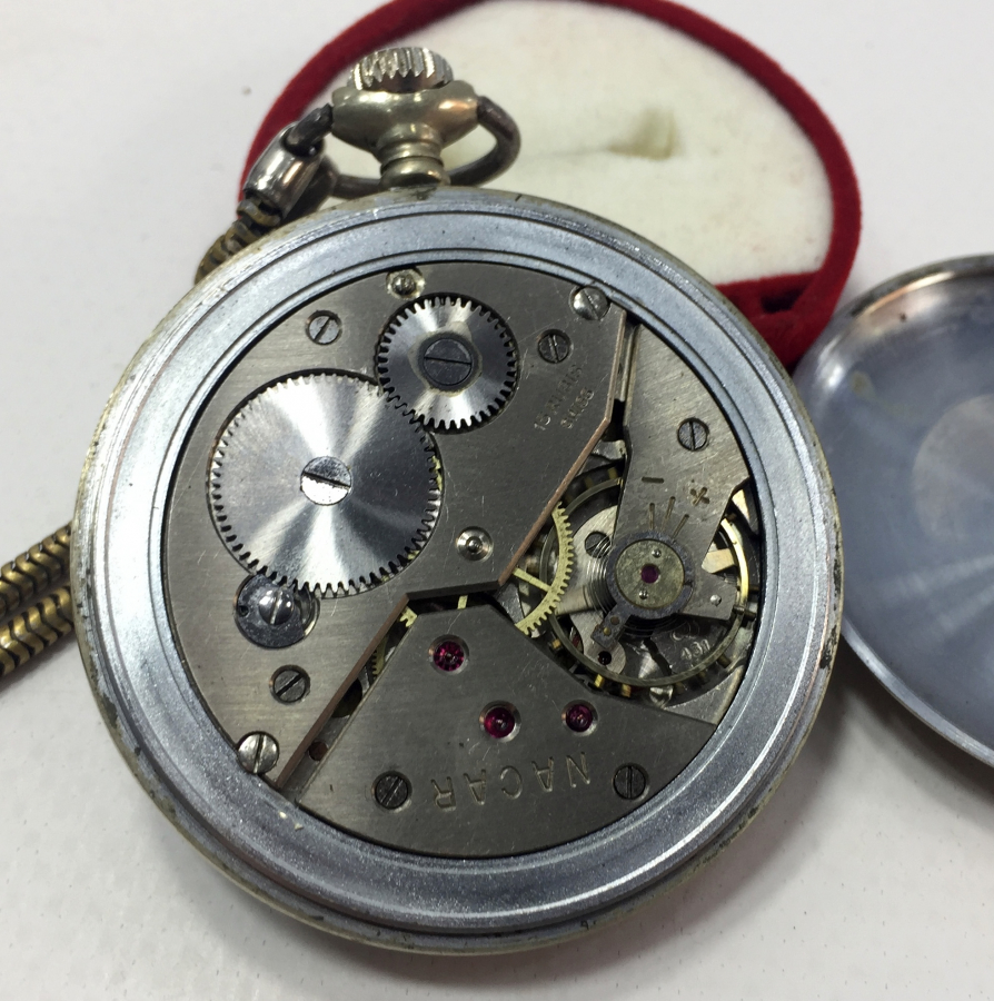 1930's NACAR MARKA TREN YOLLU CEP SAATİ