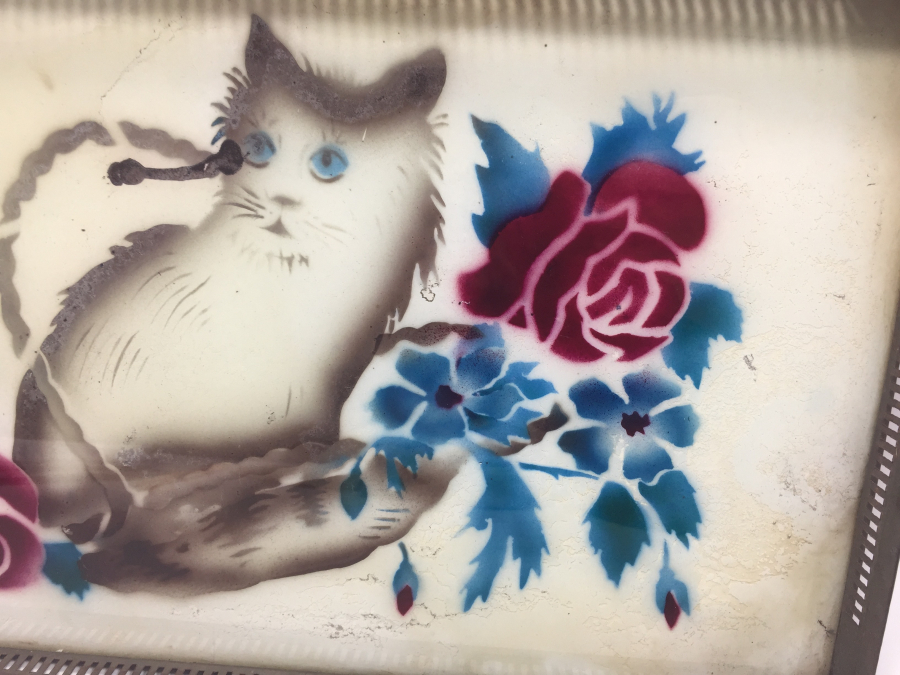 ANTİKA CAM ALTI KEDİLİ TEPSİ