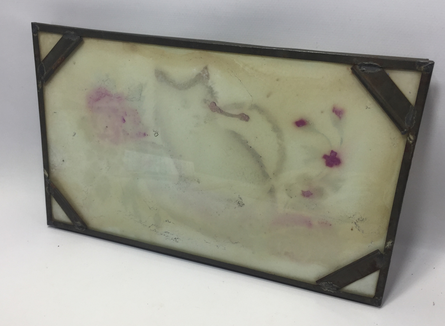 ANTİKA CAM ALTI KEDİLİ TEPSİ