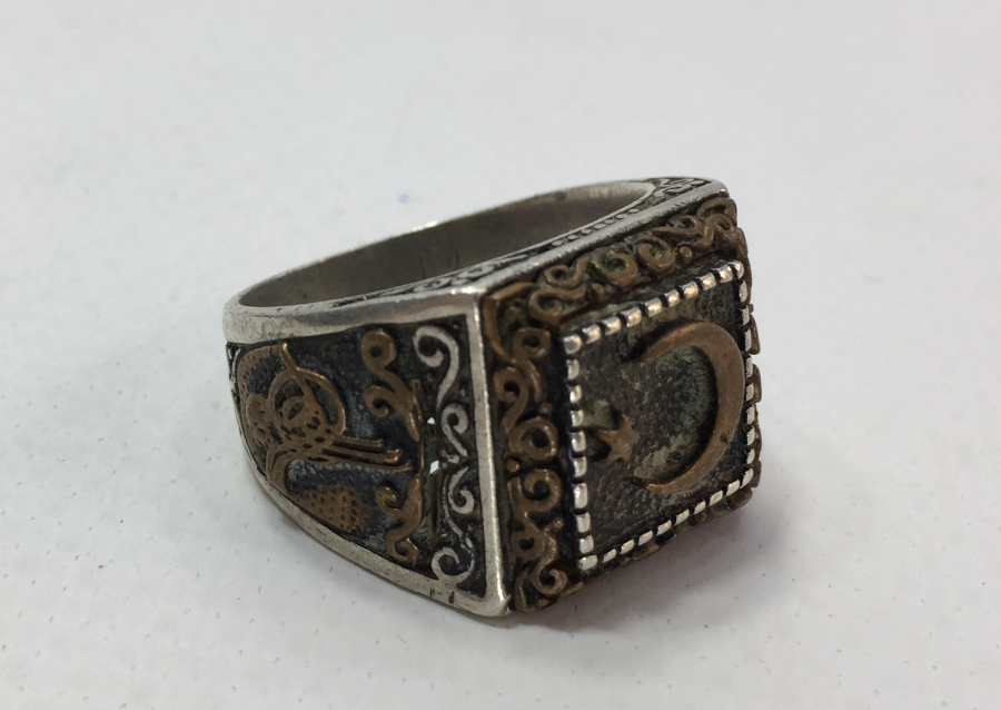 AY YILDIZLI GÜMÜŞ ERKEK YÜZÜĞÜ