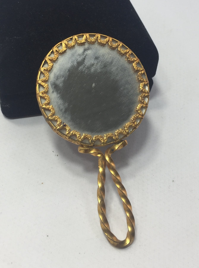 LİMOGES EL BOYAMA ALTIN VARAKLI EL AYNASI 