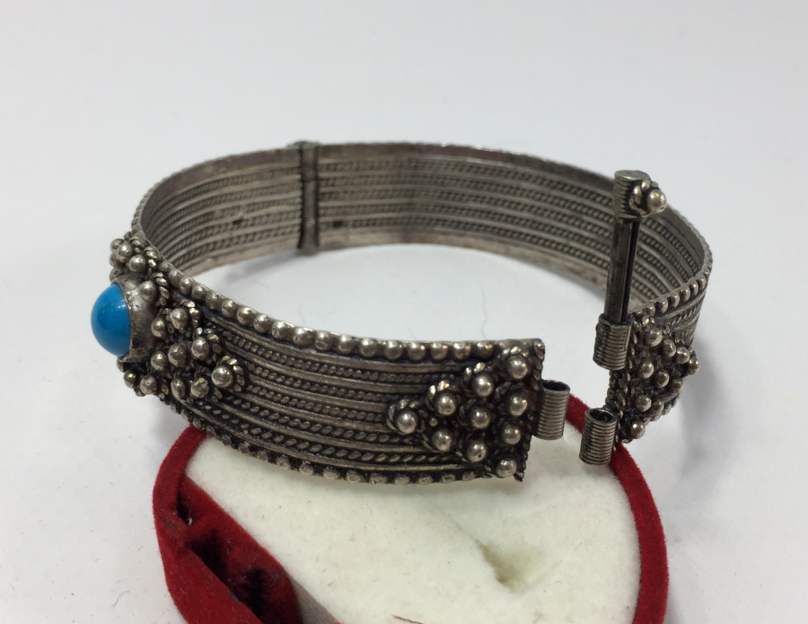 OSMANLI DÖNEMİ GÜVERSE İŞÇİLİKLİ VE TURKUVAZ TAŞLI BAYAN BİLEZİĞİ