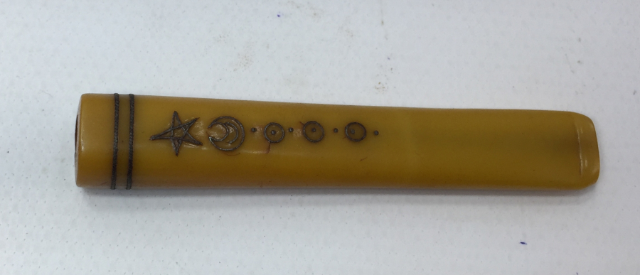 OSMANLI DÖNEMİ ÜZERİ OSMANLICA YAZILI GÜMÜŞ ÇAKMA AFYON İŞİ AĞIZLIK