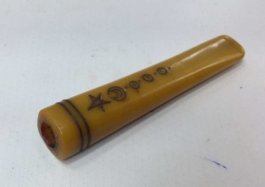 OSMANLI DÖNEMİ ÜZERİ OSMANLICA YAZILI GÜMÜŞ ÇAKMA AFYON İŞİ AĞIZLIK