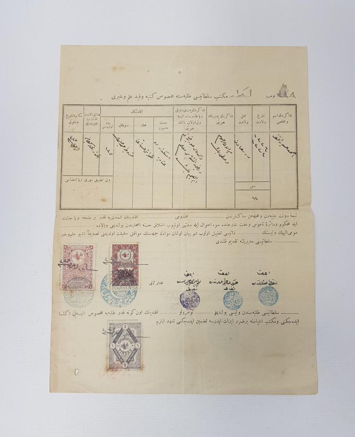 OSMANLI EĞİTİM TARİHİ: ÜSKÜDAR MEKTEBİ SULTANİSİ TALEBESİNE MAHSUS KÜNYE VE KAYIT İLMUHABERİ