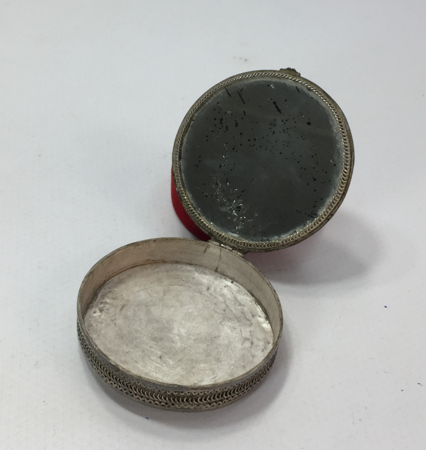 TELKARİ İŞÇİLİKLİ TAŞ AYNALI KAPAKLI ANTİKA EL AYNASI