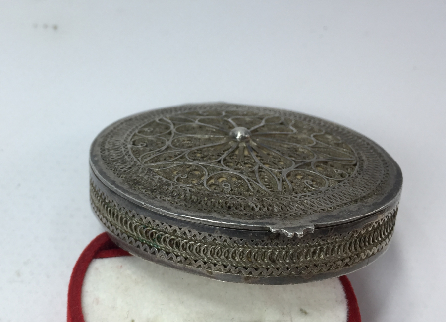 TELKARİ İŞÇİLİKLİ TAŞ AYNALI KAPAKLI ANTİKA EL AYNASI