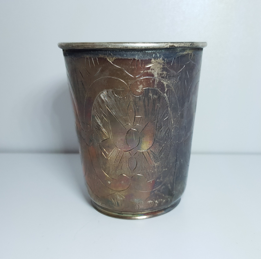 OSMANLI DEVLET ARMALI, TUĞRA VE SAH DAMGALI GÜMÜŞ SU BARDAĞI