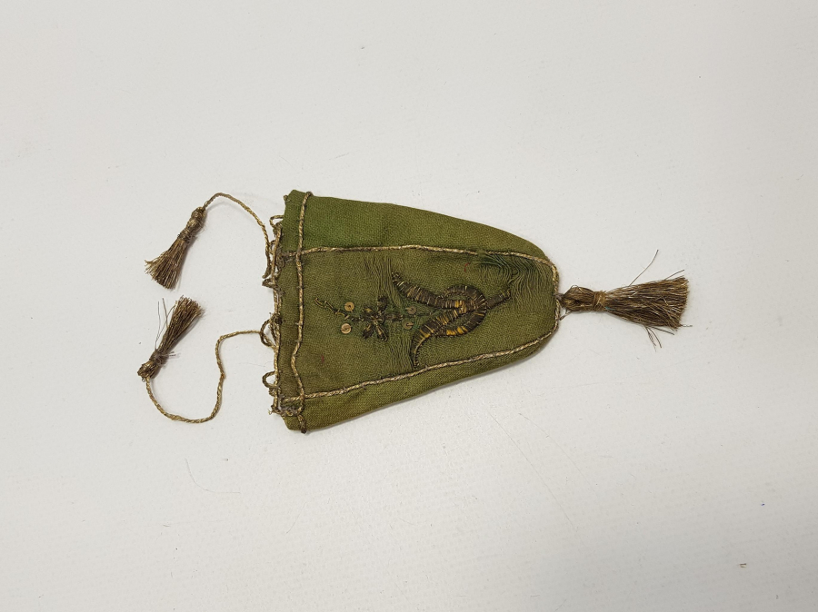 OSMANLI DÖNEMİ SIRMA İŞÇİLİKLİ AKÇE KESESİ 