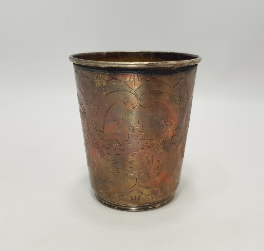 OSMANLI DEVLET ARMALI, TUĞRA VE SAH DAMGALI GÜMÜŞ SU BARDAĞI