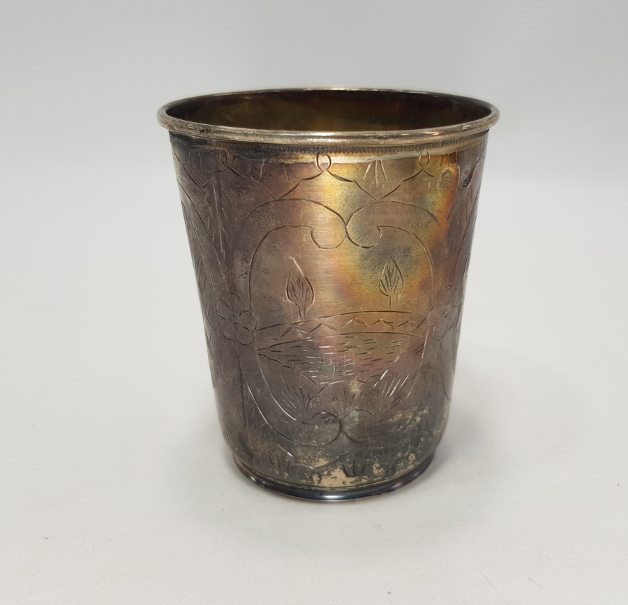 OSMANLI DEVLET ARMALI, TUĞRA VE SAH DAMGALI GÜMÜŞ SU BARDAĞI