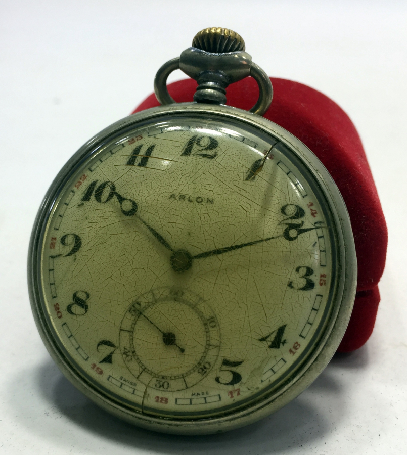 ANTİKA TEPEDEN KURMALI ARLON MARKA CEP SAATİ