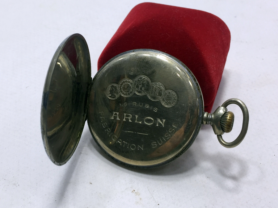 ANTİKA TEPEDEN KURMALI ARLON MARKA CEP SAATİ