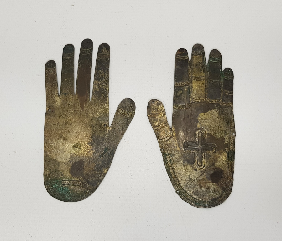 OSMANLI DÖNEMİ RUM İŞİ BİR ÇİFT GÜMÜŞ ADAK ELLERİ 