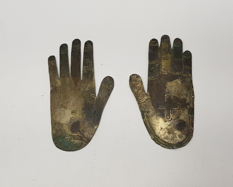 OSMANLI DÖNEMİ RUM İŞİ BİR ÇİFT GÜMÜŞ ADAK ELLERİ 