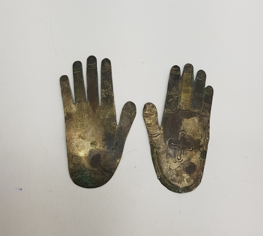 OSMANLI DÖNEMİ RUM İŞİ BİR ÇİFT GÜMÜŞ ADAK ELLERİ 