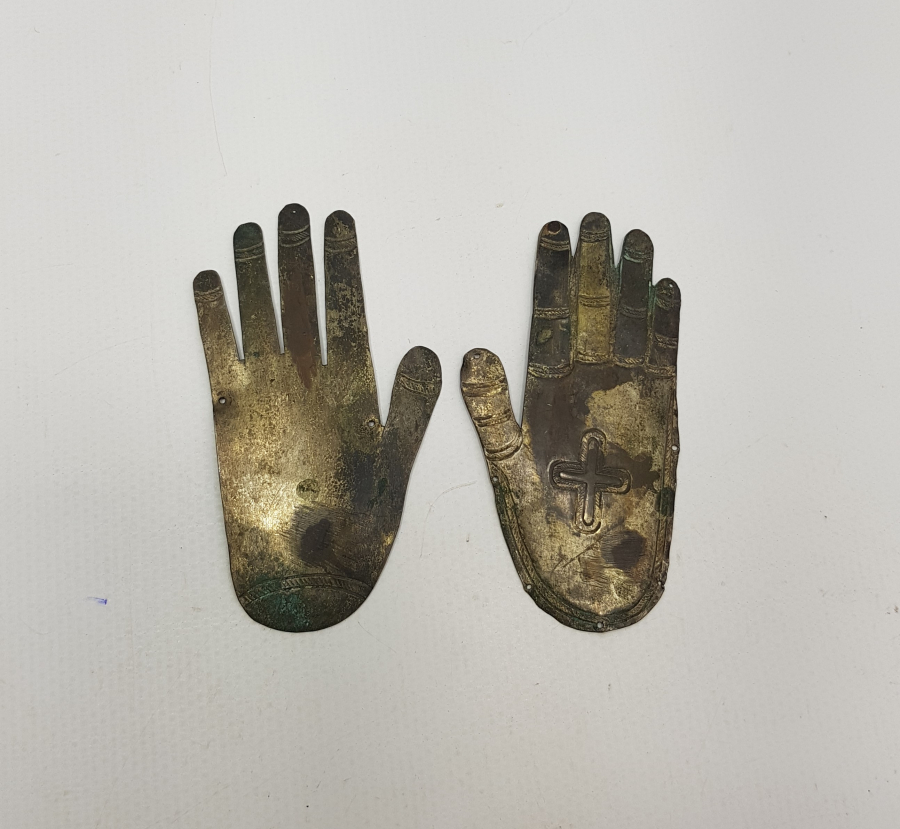 OSMANLI DÖNEMİ RUM İŞİ BİR ÇİFT GÜMÜŞ ADAK ELLERİ 