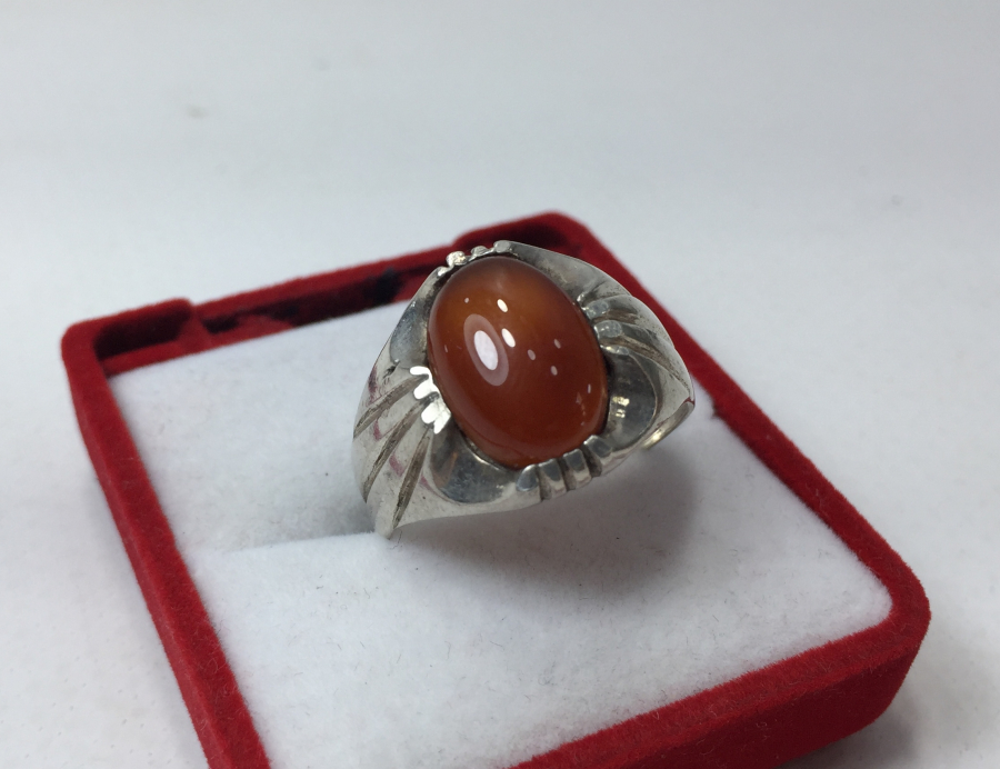 AKİK TAŞLI GÜMÜŞ ERKEK YÜZÜĞÜ