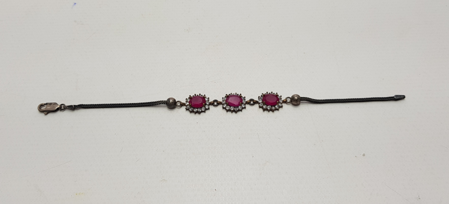 KIRMIZI TAŞLI GÜMÜŞ BİLEKLİK 