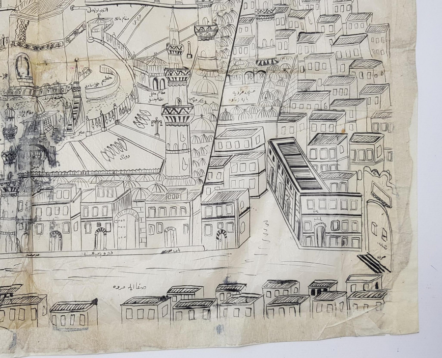 OSMANLI DÖNEMİ ÇİNİ MÜREKKEBİ İLE ÇİZİLMİŞ KABE TASVİRİ 