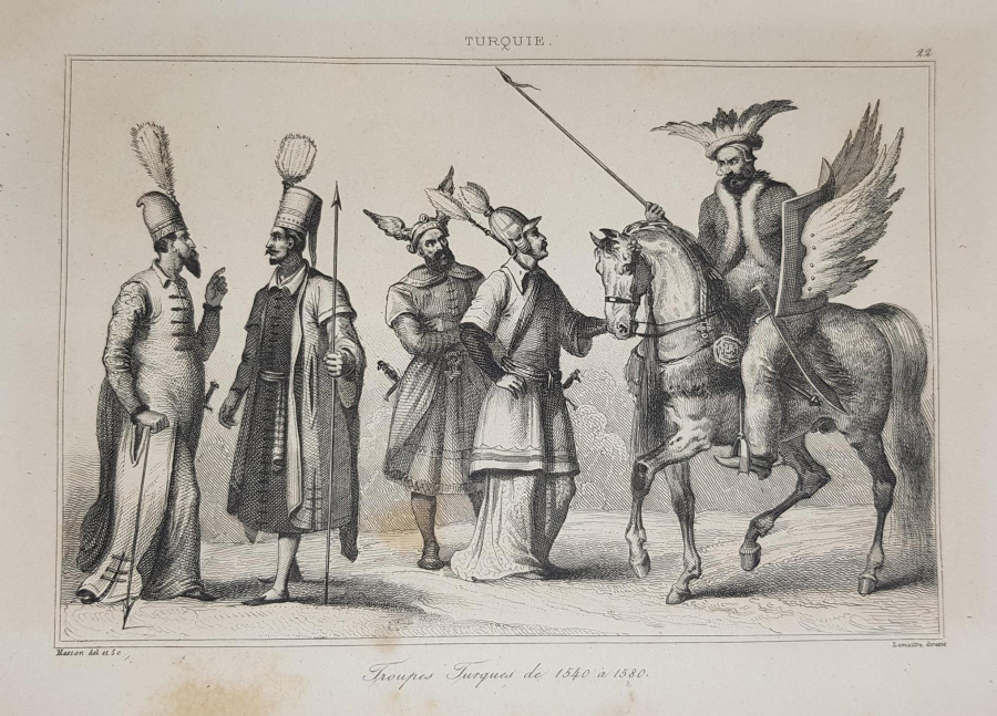 Osmanli Donemi Gravur 1540 1580 Yillari Turk Askerleri Bayrak Muzayede