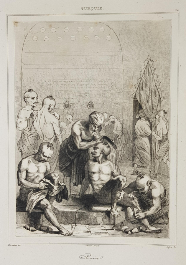 OSMANLI DÖNEMİ GRAVÜR: HAMAMDA YENİÇERİLER