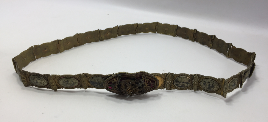 OSMANLI DÖNEMİ VAN İŞİ SAVATLI VE OSMANLICA DAMGALI GELİN KEMERİ