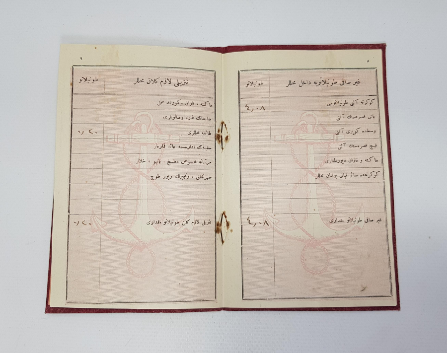 OSMANLICA SEYRİ SEFAİN ŞİRKETİ GEMİ KİMLİĞİ