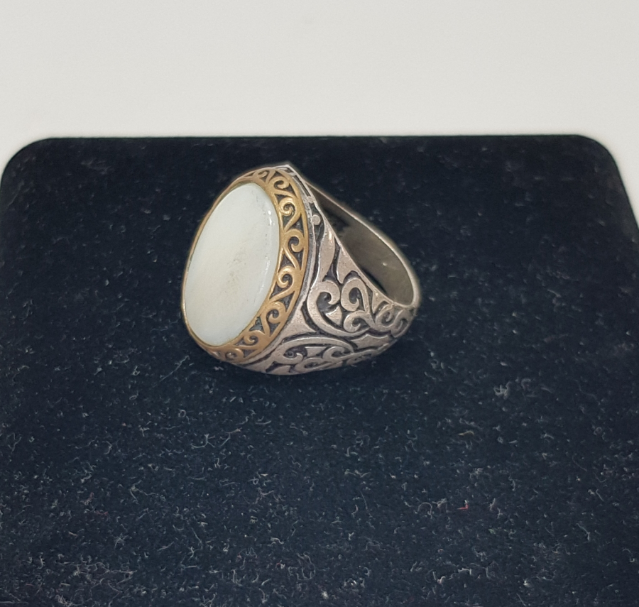 ÜZERİ SEDEF GÜMÜŞ YÜZÜK