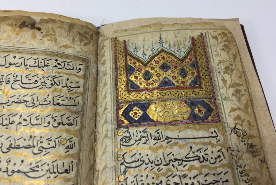 1700 BAŞLARI EL YAZMA ALTIN TEZHİPLİ KASİDE-İ BÜRDE