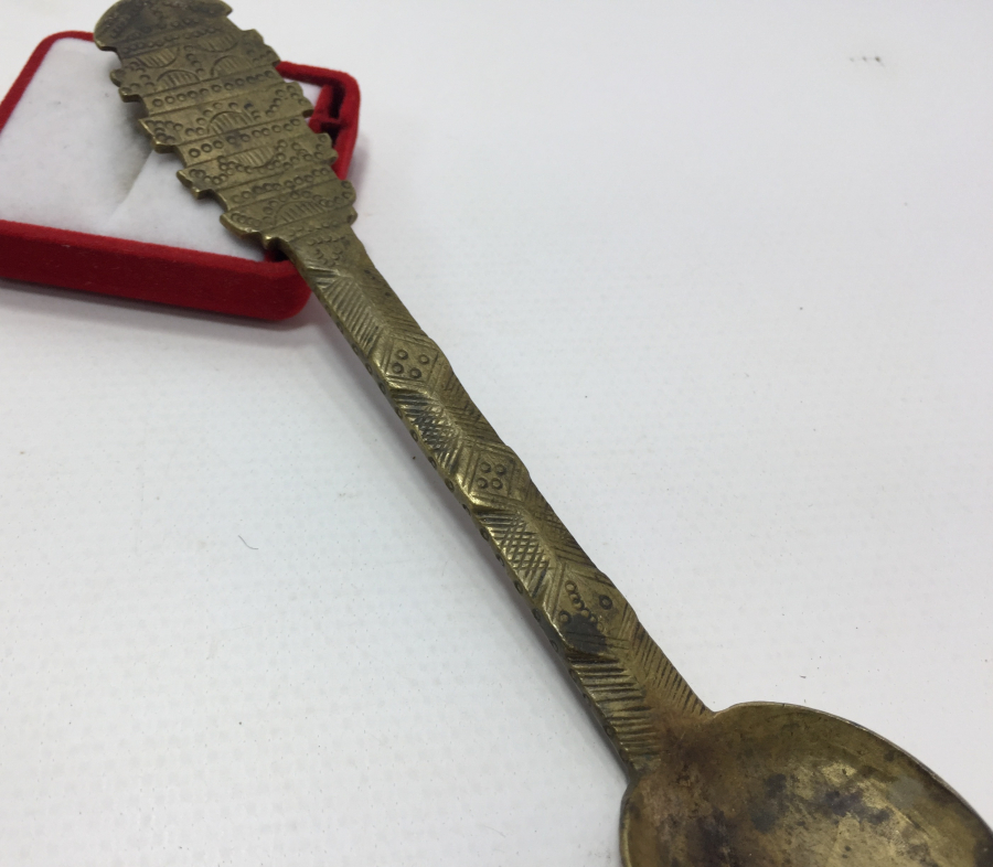 OSMANLI DÖNEMİ BRONZDAN MAMUL TAMAMI KALEM İŞÇİLİKLİ ŞİFA KAŞIĞI