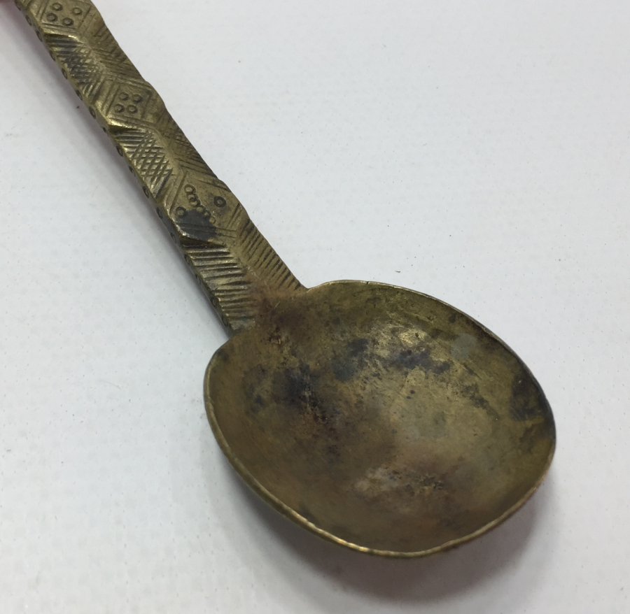 OSMANLI DÖNEMİ BRONZDAN MAMUL TAMAMI KALEM İŞÇİLİKLİ ŞİFA KAŞIĞI