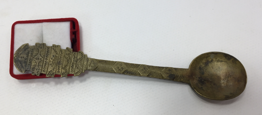 OSMANLI DÖNEMİ BRONZDAN MAMUL TAMAMI KALEM İŞÇİLİKLİ ŞİFA KAŞIĞI