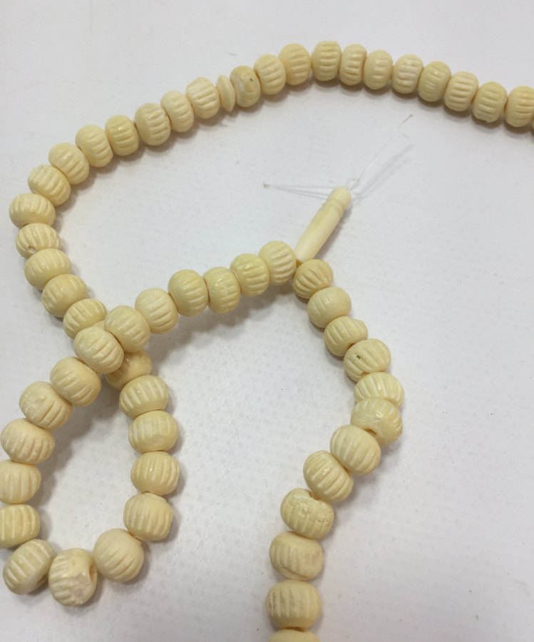 OSMANLI DÖNEMİ SARIK FORMUNDA TEKKE İŞİ KEMİK TESBİH