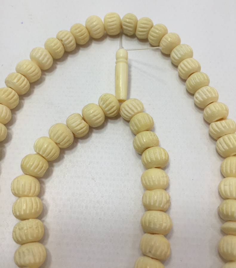 OSMANLI DÖNEMİ SARIK FORMUNDA TEKKE İŞİ KEMİK TESBİH