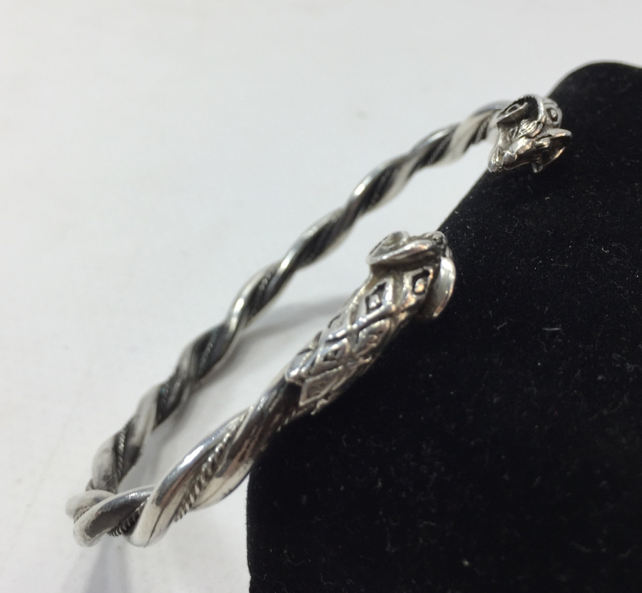 ÖZEL YAPIM KOÇ BAŞLI GÜMÜŞ ERKEK BİLEKLİK - PAZUBAND