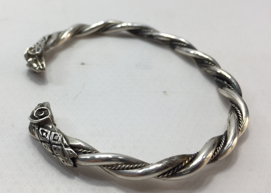 ÖZEL YAPIM KOÇ BAŞLI GÜMÜŞ ERKEK BİLEKLİK - PAZUBAND