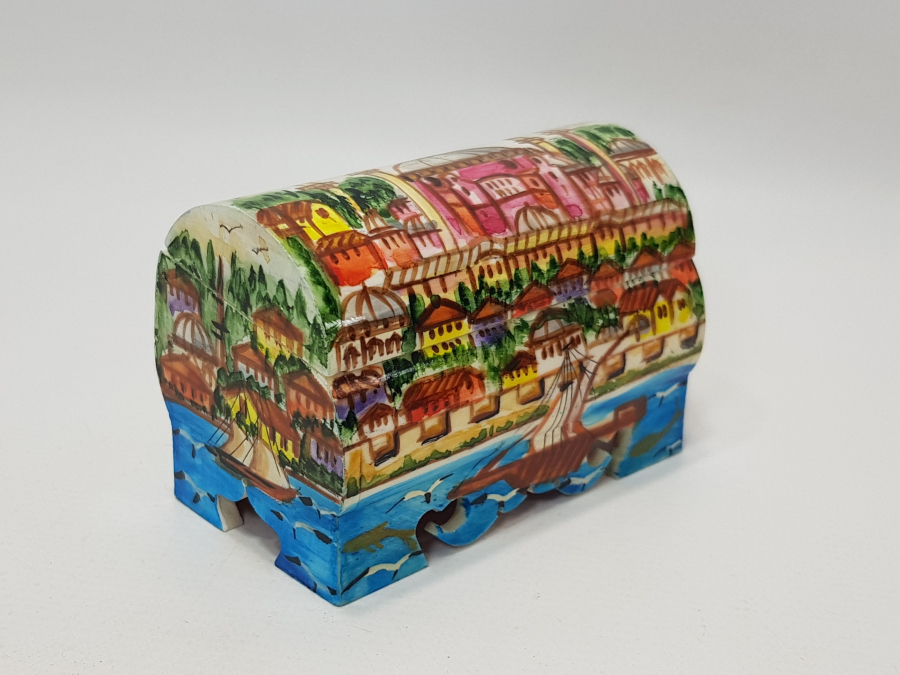 KEMİK ÜZERİ EL BOYAMA MÜCEVHER KUTUSU