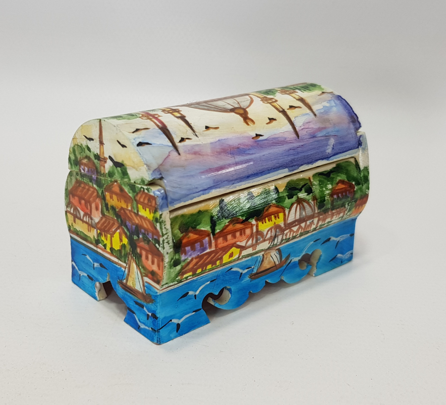 KEMİK ÜZERİ EL BOYAMA MÜCEVHER KUTUSU