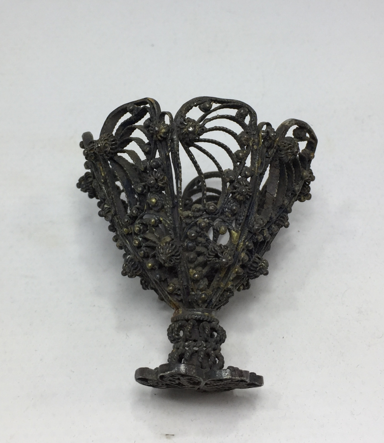 OSMANLI DÖNEMİ AĞIR YAPILI TELKARİ İŞÇİLİKLİ GÜMÜŞ FİNCAN ZARFI