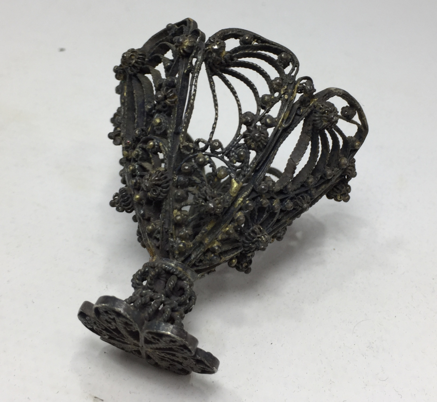 OSMANLI DÖNEMİ AĞIR YAPILI TELKARİ İŞÇİLİKLİ GÜMÜŞ FİNCAN ZARFI