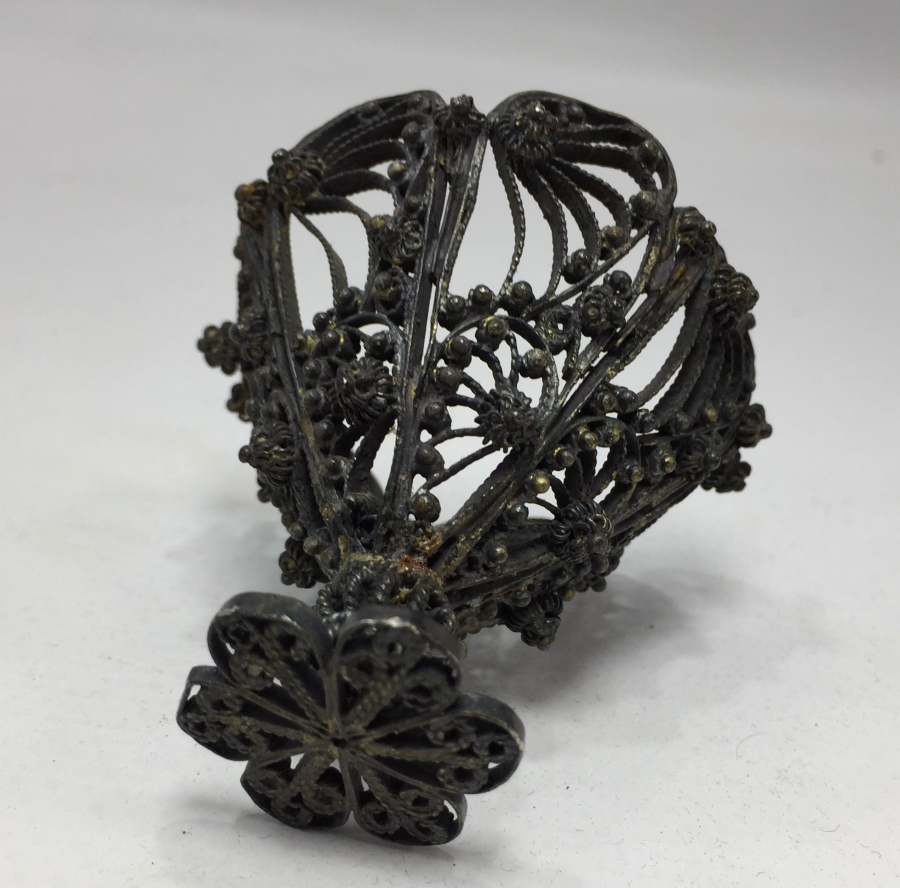 OSMANLI DÖNEMİ AĞIR YAPILI TELKARİ İŞÇİLİKLİ GÜMÜŞ FİNCAN ZARFI