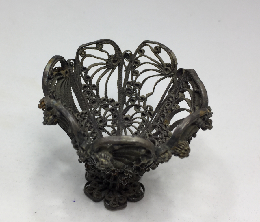 OSMANLI DÖNEMİ AĞIR YAPILI TELKARİ İŞÇİLİKLİ GÜMÜŞ FİNCAN ZARFI