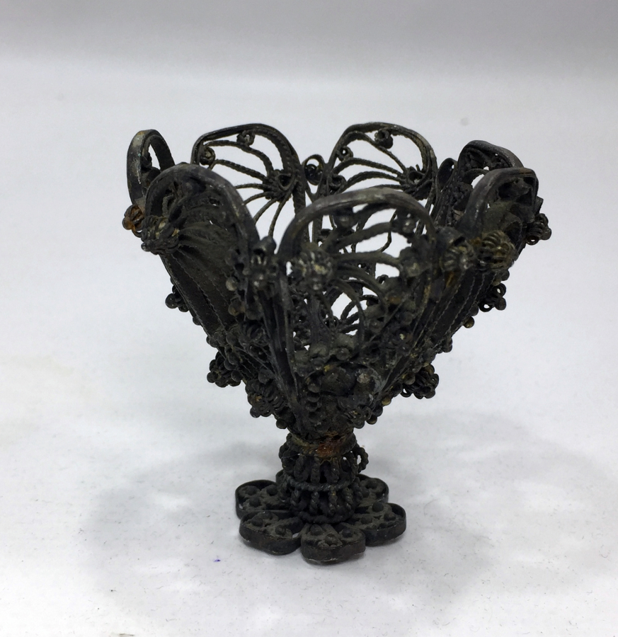 OSMANLI DÖNEMİ AĞIR YAPILI TELKARİ İŞÇİLİKLİ GÜMÜŞ FİNCAN ZARFI