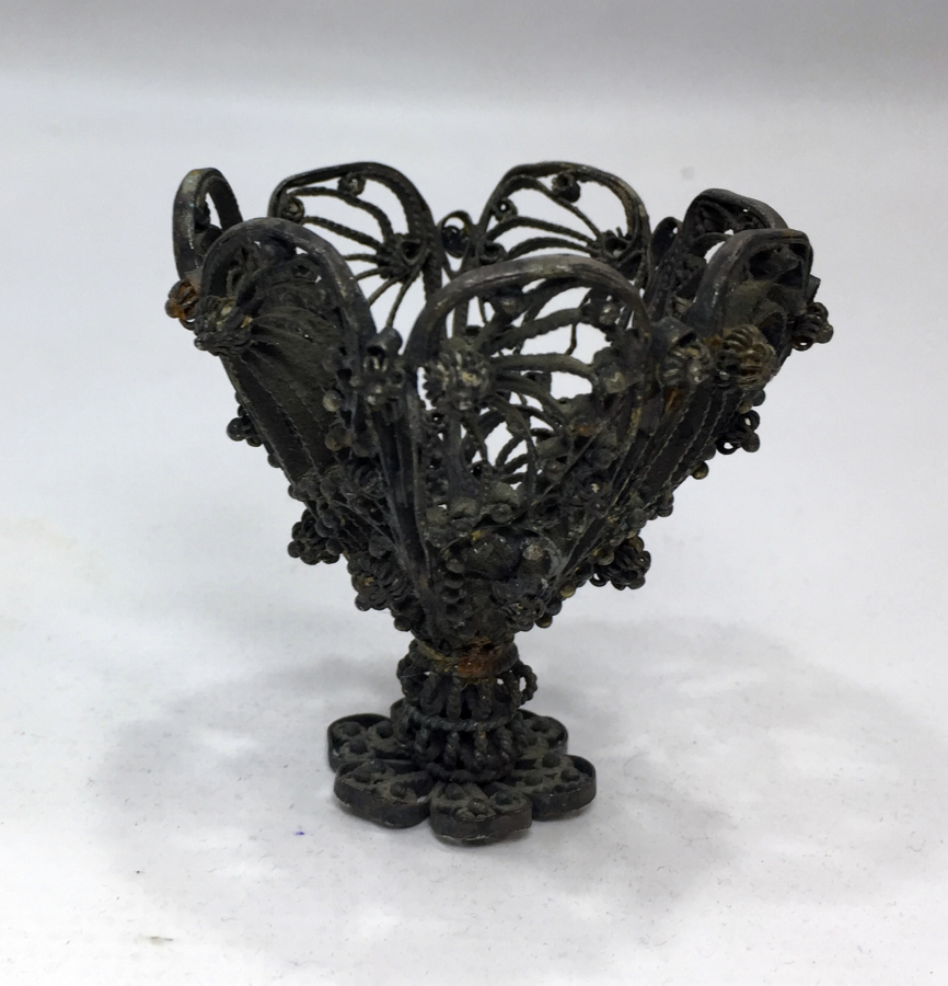 OSMANLI DÖNEMİ AĞIR YAPILI TELKARİ İŞÇİLİKLİ GÜMÜŞ FİNCAN ZARFI