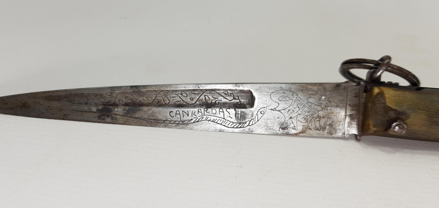 1. DÜNYA SAVAŞI CAN KARDASH YAZILI BOYNUZ SAPLI KAMA