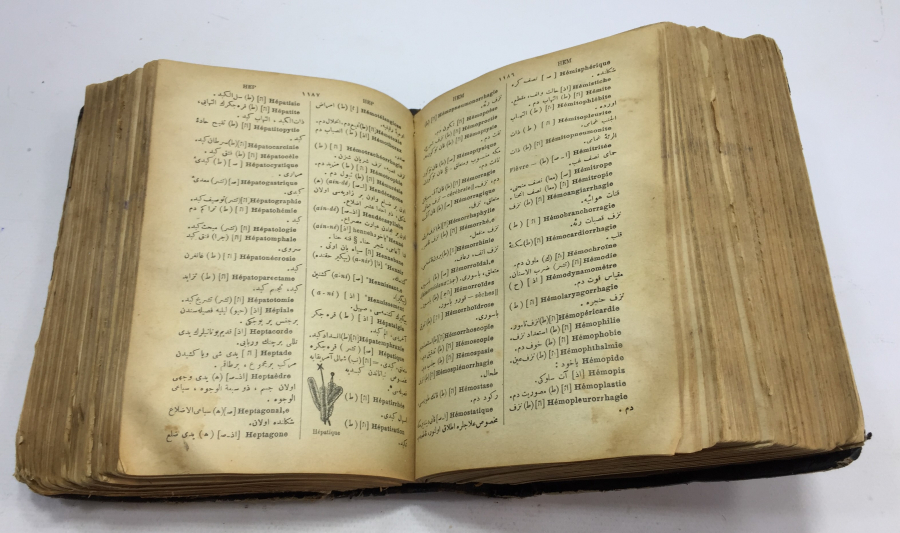 2340 SAYFALIK DEV BOY DERİ ÜZERİ ALTIN EVRMEYLİ CİLTLİ OSMANLICA FRANSIZCA SÖZLÜK