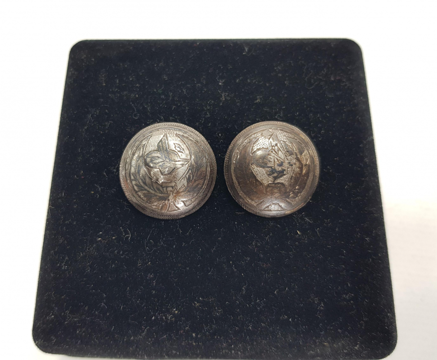 BİR ÇİFT OSMANLI TUĞRALI GÜMÜŞ DÜĞME 