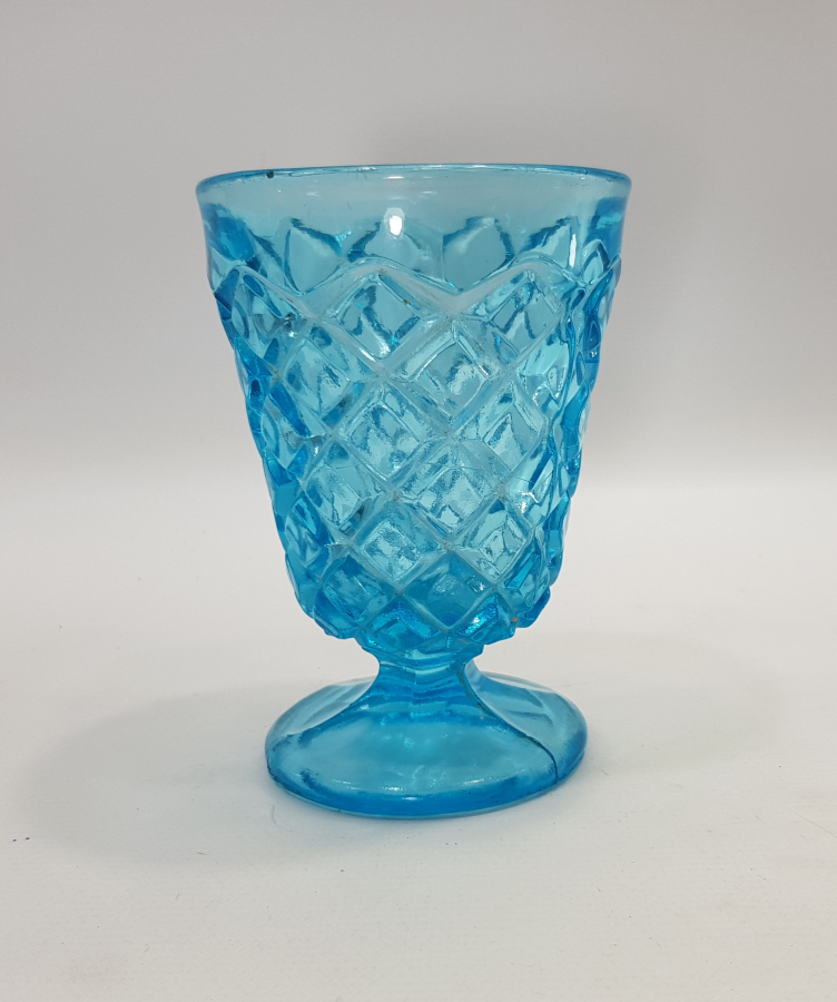 OSMANLI DÖNEMİ MAVİ RENKLİ KRİSTAL CAM KADEH 